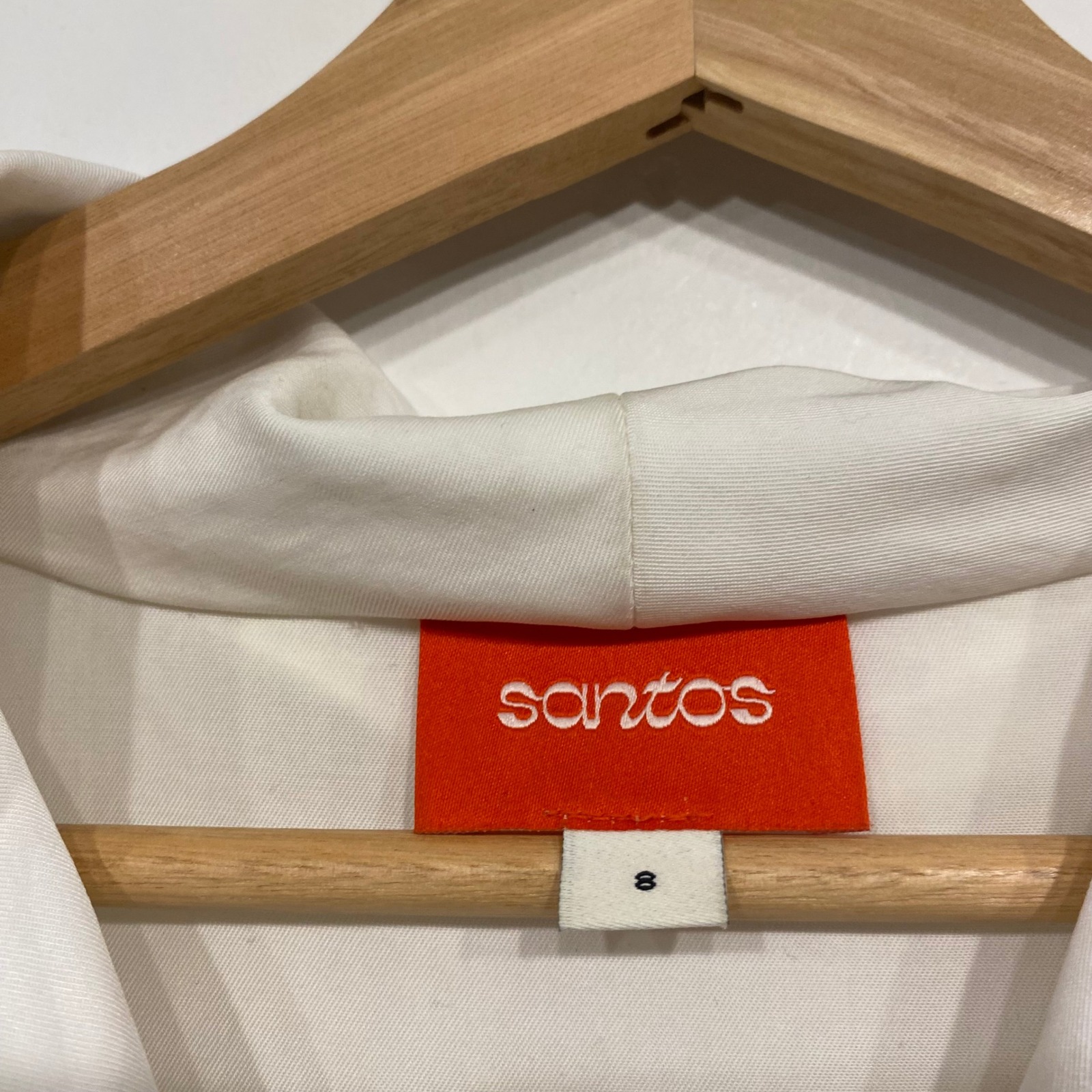 Santos By Monica White Tencel Cropped Long Sleeve Button Front Top Size 8 — image 4 of 6